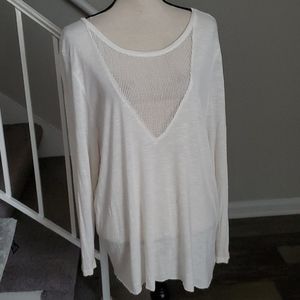 EMMA & SAM Fishnet Deep V Neck Oversized Knit Top